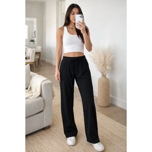 32 Degrees Cool Black Ribbed Lounge Pants Womens Large 31" Inseam NWT